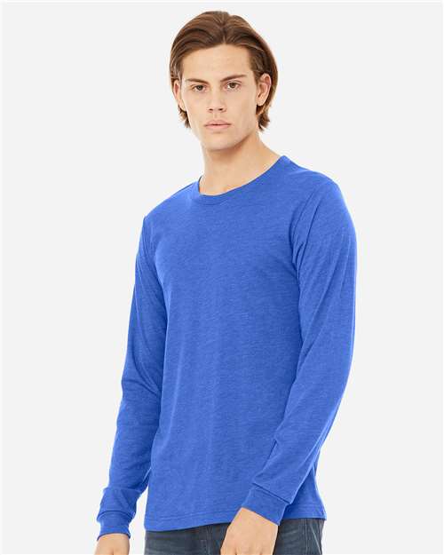BELLA + CANVAS Unisex Triblend Long Sleeve Tee - 3513 True Royal Triblend