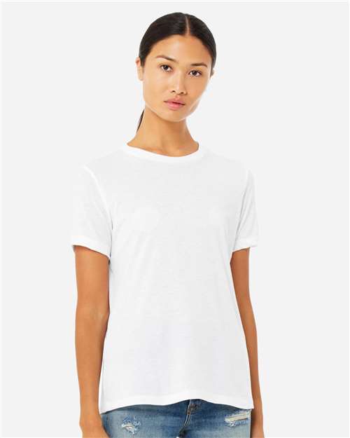 BELLA + CANVAS Women’s Relaxed Fit Heather CVC Tee - 6400CVC Solid White Blend