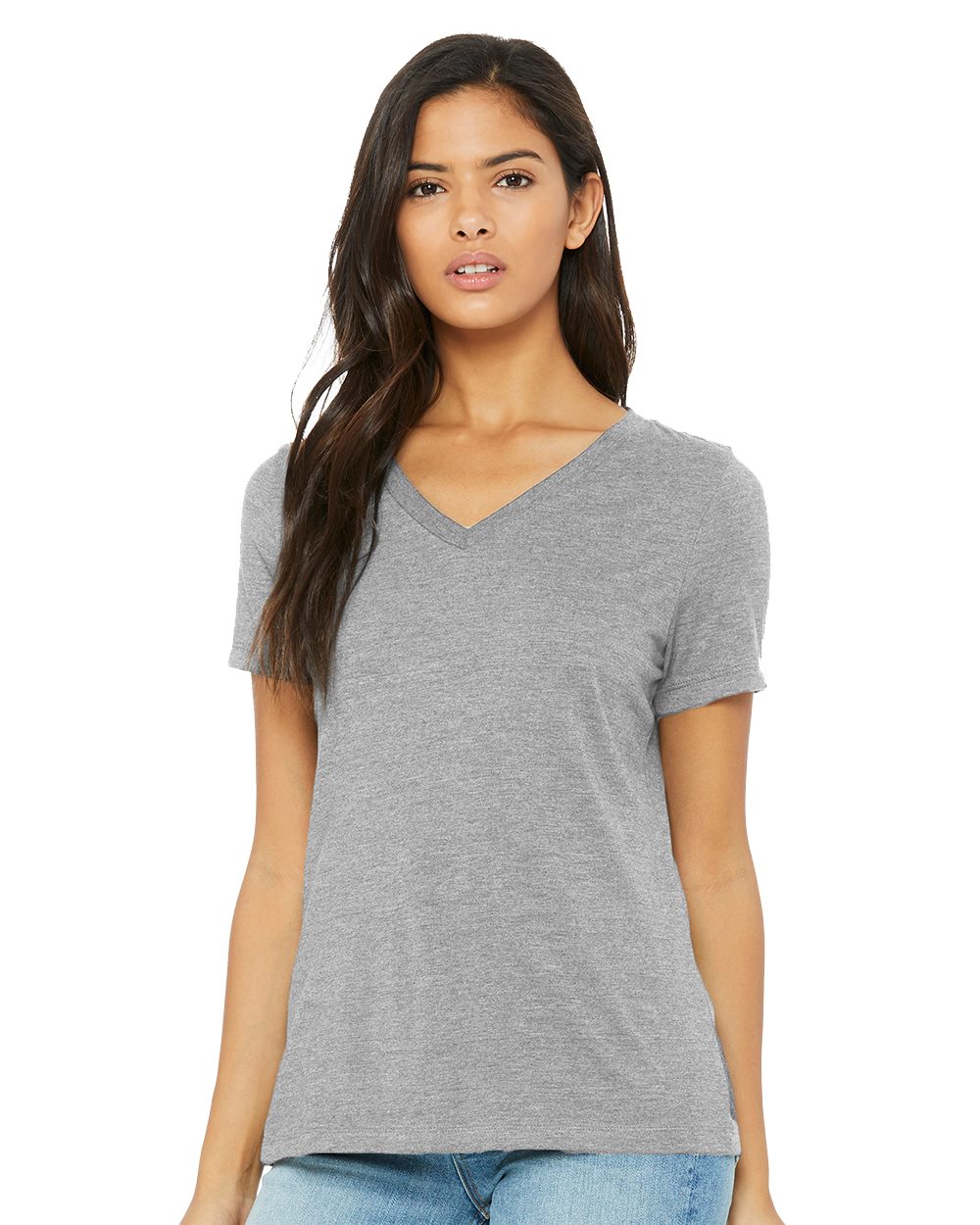 BELLA + CANVAS Women's Relaxed Heather CVC V-Neck Tee - 6405CVC