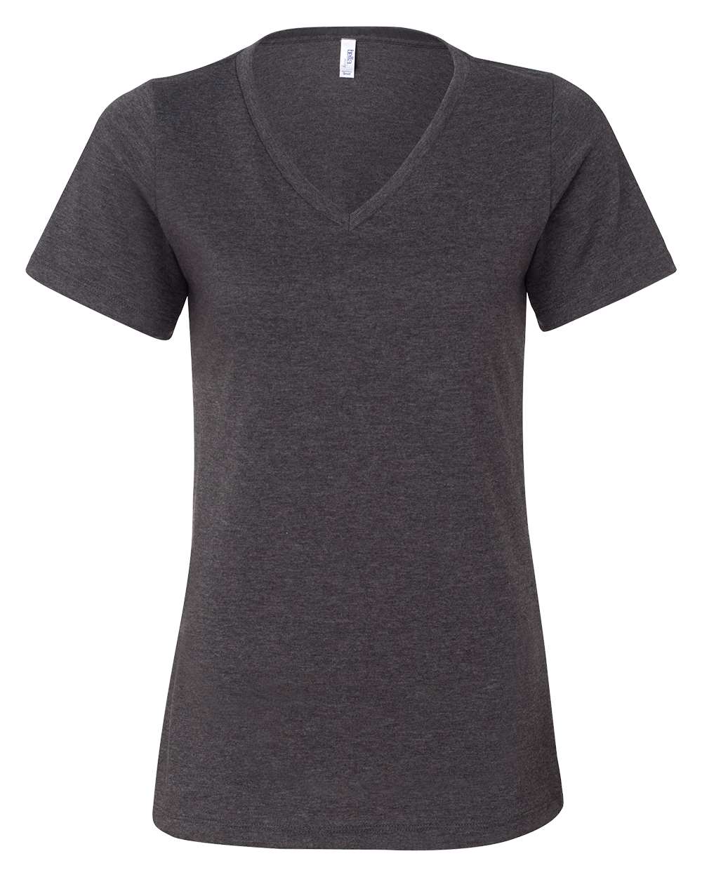 BELLA + CANVAS Women's Relaxed Heather CVC V-Neck Tee - 6405CVC Dark Grey Heather
