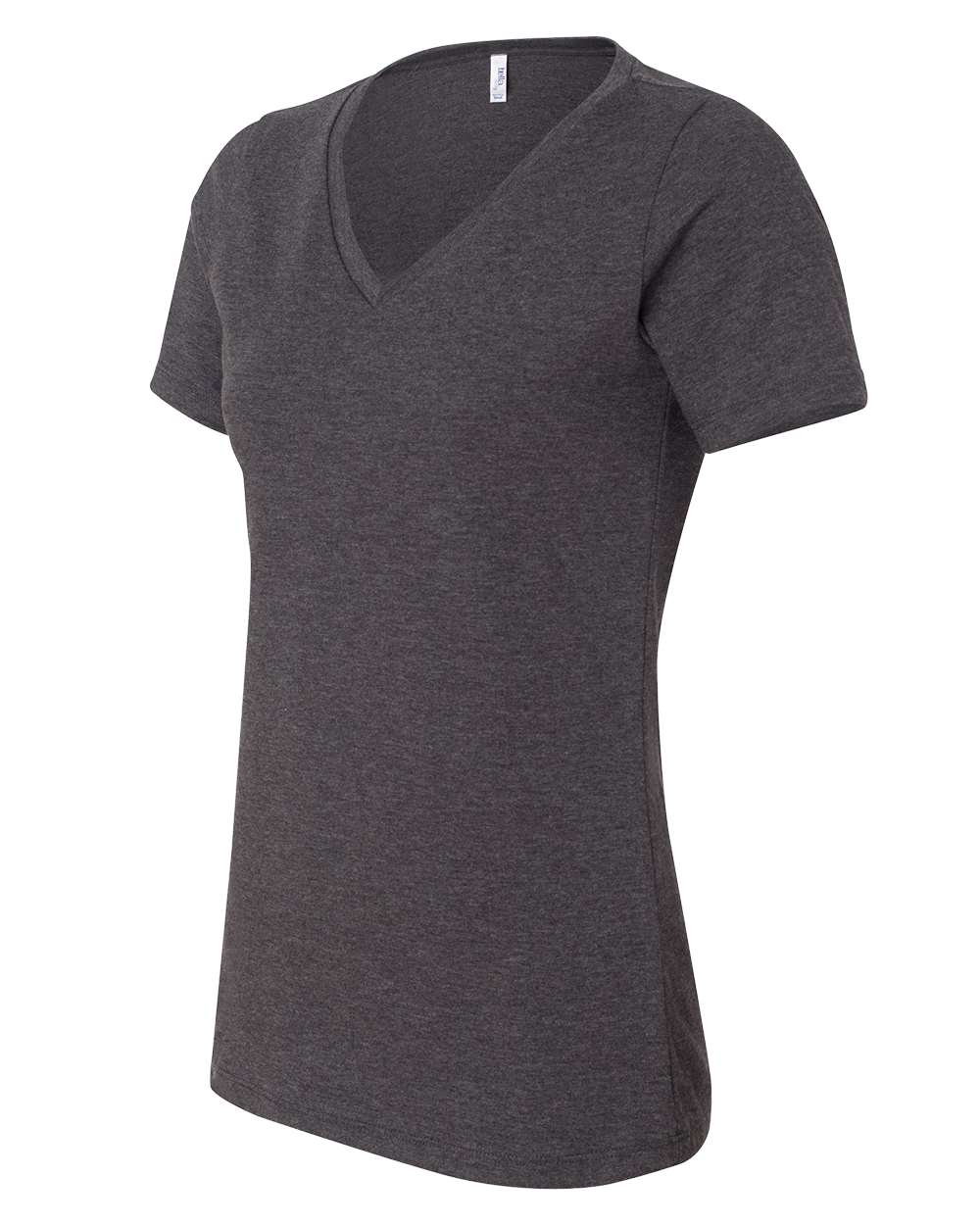 BELLA + CANVAS Women's Relaxed Heather CVC V-Neck Tee - 6405CVC Dark Grey Heather