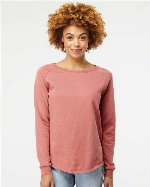 Independent Trading Co. Women's California Wave Wash Crewneck Sweatshirt - PRM2000 Dusty Rose