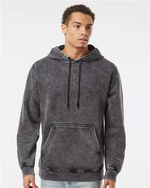 Independent Trading Co. Unisex Midweight Mineral Wash Hooded Sweatshirt - PRM4500MW Black