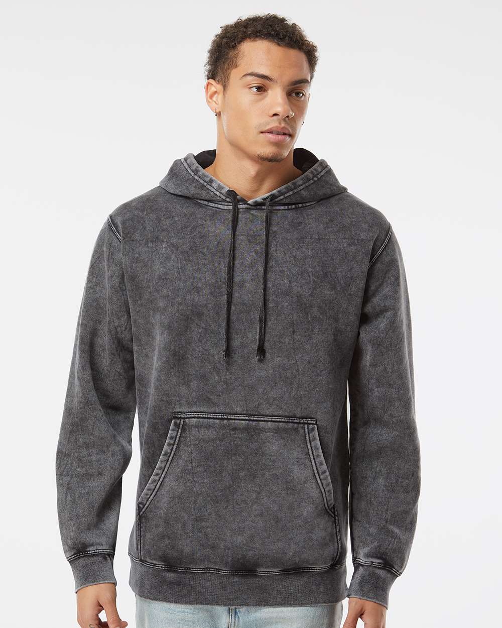 Independent Trading Co. Unisex Midweight Mineral Wash Hooded Sweatshirt - PRM4500MW Black