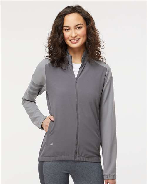 Adidas Women's Wind Resistant Full-Zip Jacket - A268 Grey Five- Grey Three