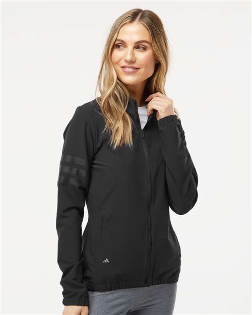 Adidas Women's Wind Resistant Full-Zip Jacket - A268 Black- Black