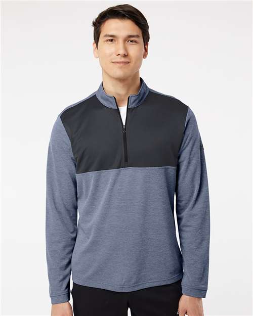 Adidas Lightweight Quarter-Zip Pullover - A280 Collegiate Navy Heather- Carbon