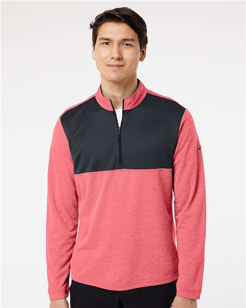 Adidas Lightweight Quarter-Zip Pullover - A280 Power Red Heather- Carbon