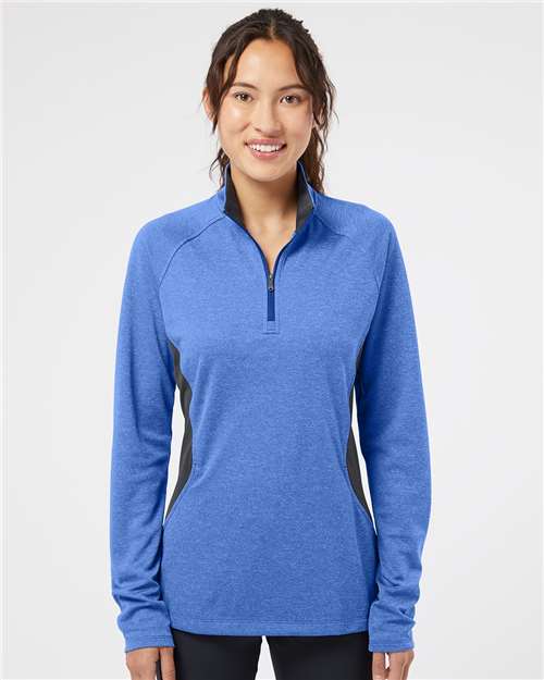 Adidas Women's Lightweight Quarter-Zip Pullover - A281 Collegiate Royal Heather- Carbon