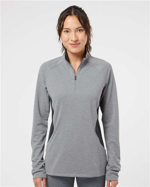 Adidas Women's Lightweight Quarter-Zip Pullover - A281 Grey Three Heather- Carbon