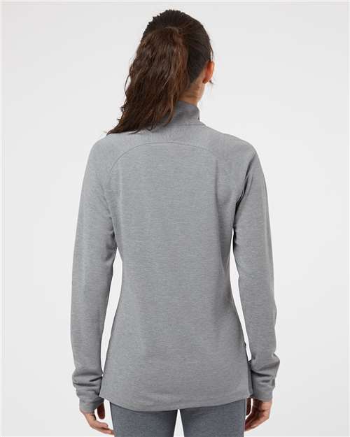 Adidas Women's Lightweight Quarter-Zip Pullover - A281 Grey Three Heather- Carbon