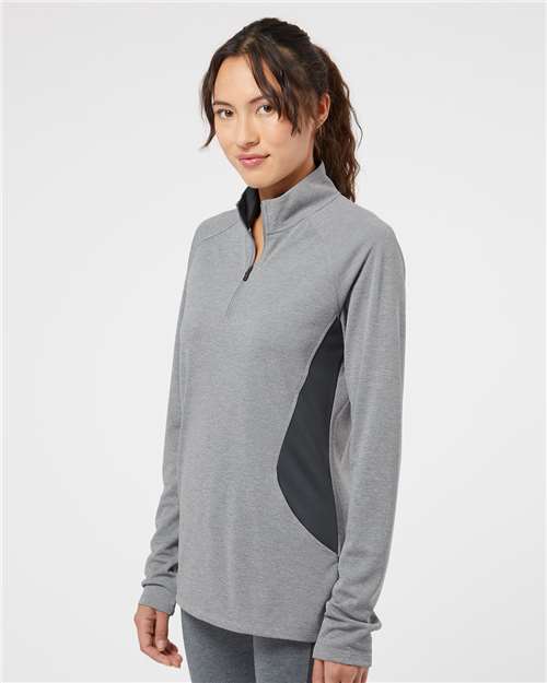 Adidas Women's Lightweight Quarter-Zip Pullover - A281 Grey Three Heather- Carbon