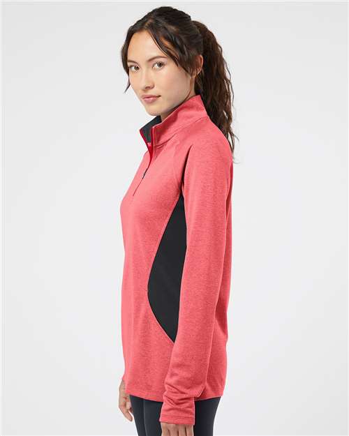 Adidas Women's Lightweight Quarter-Zip Pullover - A281 Power Red Heather- Carbon