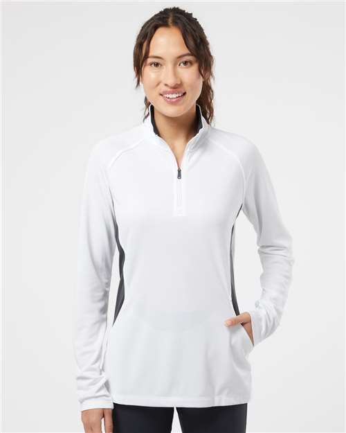 Adidas Women's Lightweight Quarter-Zip Pullover - A281 White- Carbon