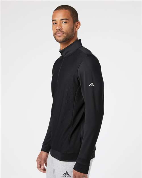Adidas Men's Textured Quarter-Zip Pullover - A295 Black