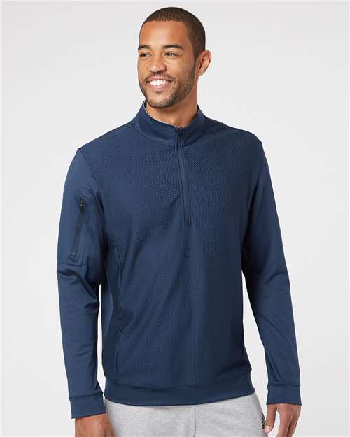 Adidas Men's Textured Quarter-Zip Pullover - A295 Collegiate Navy