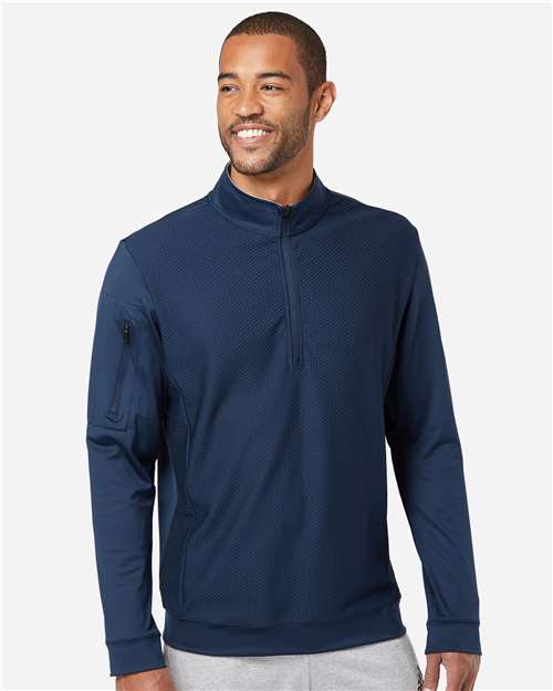 Adidas Men's Textured Quarter-Zip Pullover - A295 Collegiate Navy