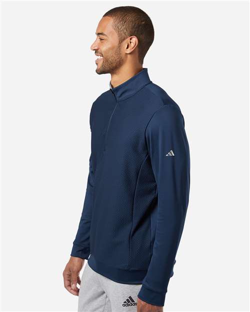 Adidas Men's Textured Quarter-Zip Pullover - A295 Collegiate Navy