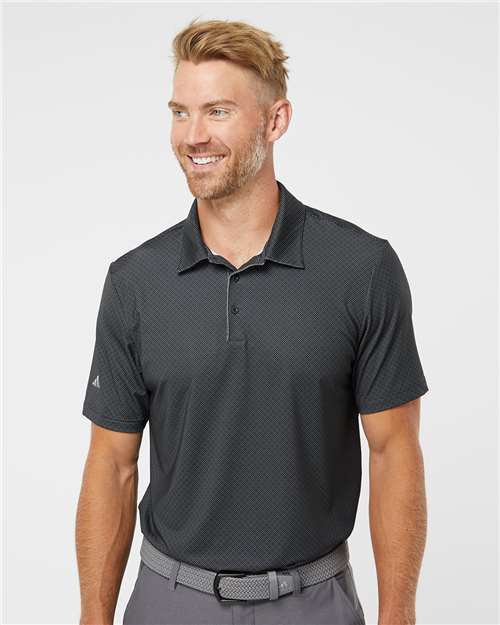 Adidas Men's Ultimate365 Diamond Dot Print Polo - A498 Black- White- Grey Three