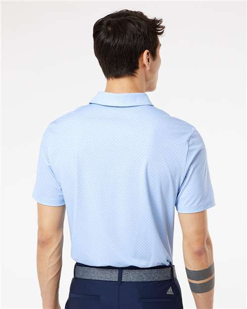 Adidas Men's Ultimate365 Diamond Dot Print Polo - A498 Glow Blue- White- Navy