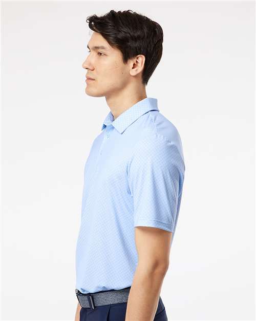 Adidas Men's Ultimate365 Diamond Dot Print Polo - A498 Glow Blue- White- Navy
