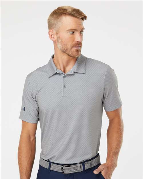 Adidas Men's Ultimate365 Diamond Dot Print Polo - A498 Grey Three- Team Royal- Navy