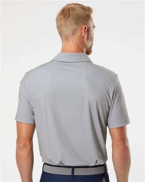 Adidas Men's Ultimate365 Diamond Dot Print Polo - A498 Grey Three- Team Royal- Navy