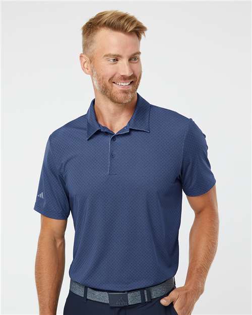 Adidas Men's Ultimate365 Diamond Dot Print Polo - A498 Navy Blue- White- Grey Three