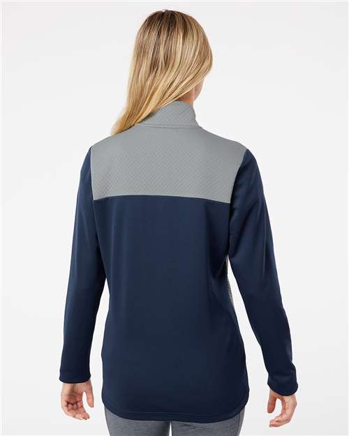 Adidas Women's Textured Mixed Media Full-Zip Jacket - A529 Collegiate Navy- Grey Three