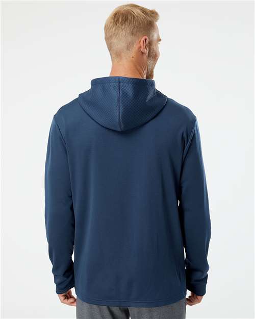 Adidas Men's Textured Mixed Media Midweight Hooded Sweatshirt - A530 Collegiate Navy