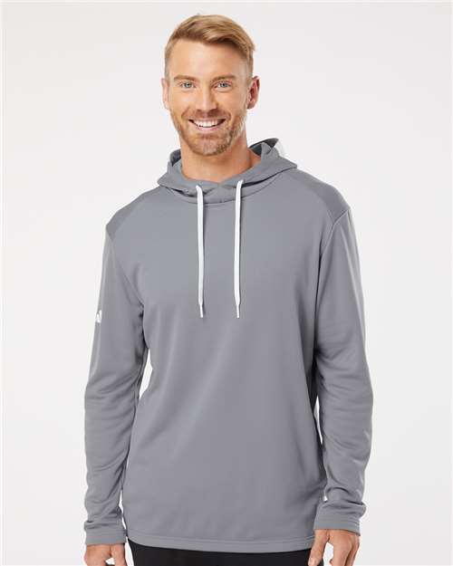 Adidas Men's Textured Mixed Media Midweight Hooded Sweatshirt - A530 Grey Three