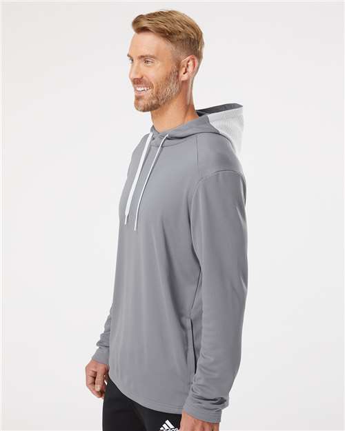 Adidas Men's Textured Mixed Media Midweight Hooded Sweatshirt - A530 Grey Three