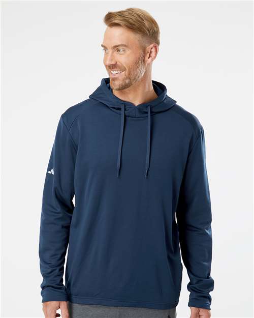 Adidas Men's Textured Mixed Media Midweight Hooded Sweatshirt - A530 Collegiate Navy