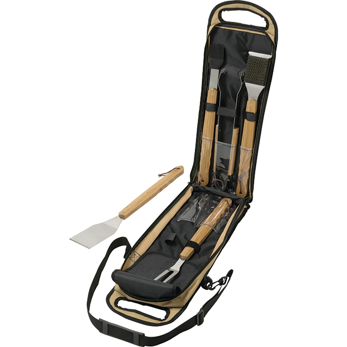 Ensemble BBQ Bambou/Acier Inoxydable 5 pièces - BBQ25 Yellow