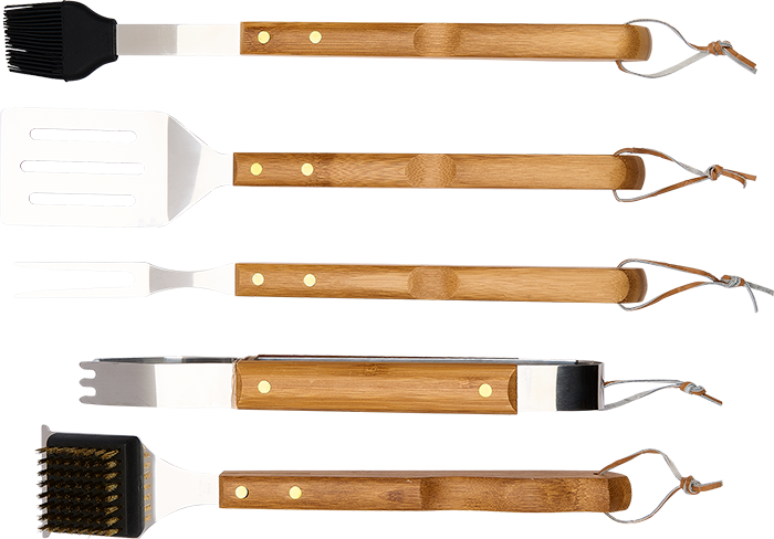 Ensemble BBQ Bambou Roll Up 5 pièces - BBQ28 Yellow