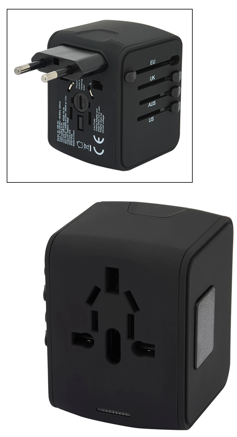 Adaptateur de voyage à 4 ports USB - EL165 Black