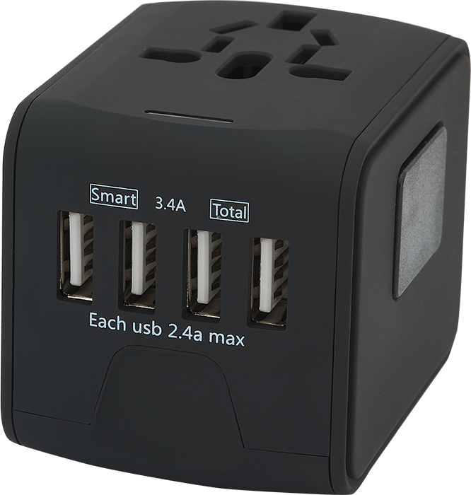 Adaptateur de voyage à 4 ports USB - EL165 Black