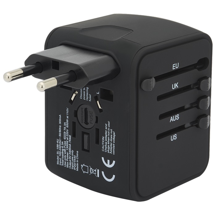 Adaptateur de voyage à 4 ports USB - EL165 Black