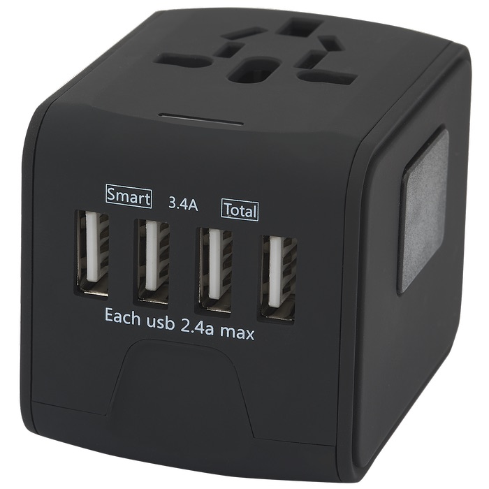 Adaptateur de voyage à 4 ports USB - EL165 Black