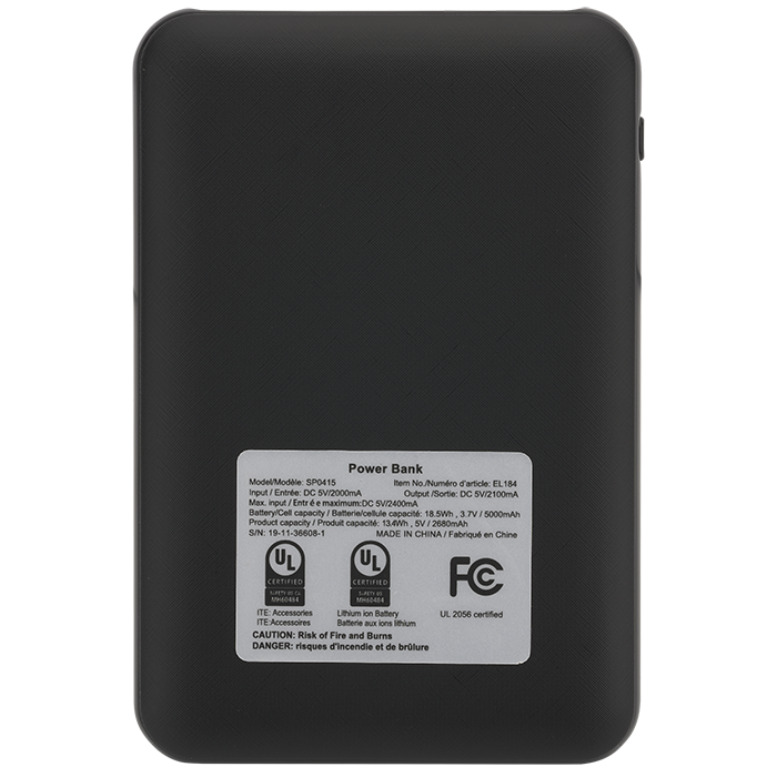 Chargeur certifié UL à deux ports HD – 5000 mAh - EL184 Black