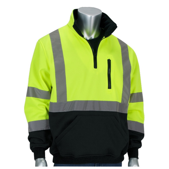 Pull à fermeture à glissière ¼ à bord noir - HV60 Yellow