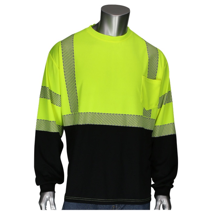 T-shirt à manches longues à bord noir - Niveau 3 - HV63 Yellow