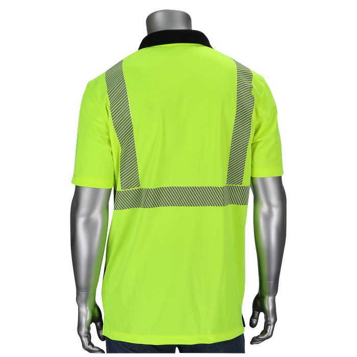 Polo avec bord avant noir - Niveau 2 - HV66 Yellow