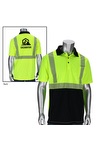 Polo avec bord avant noir - Niveau 2 - HV66 lime yellow