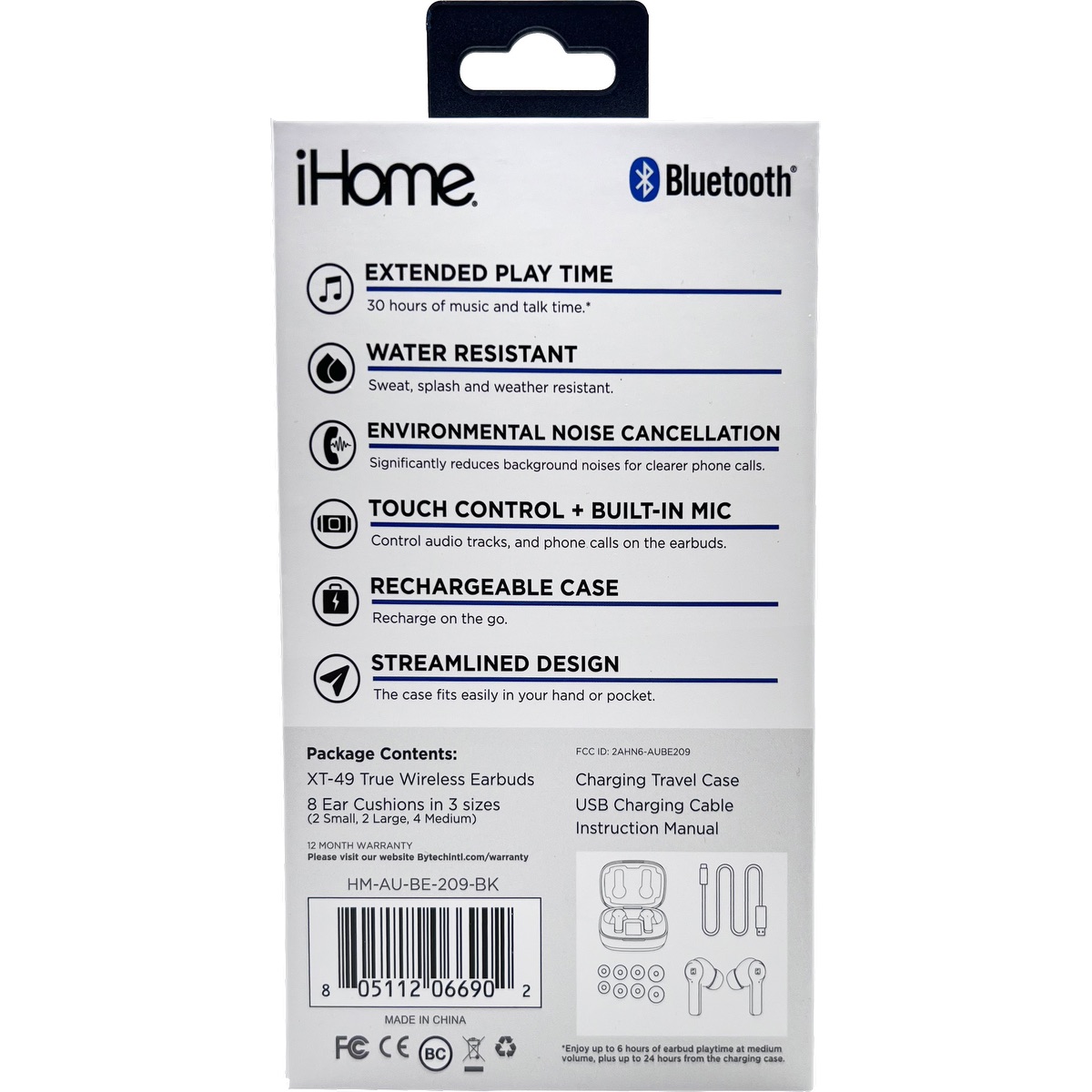 iHome iHome® XT-49 True Wireless Earbuds & Charger Case - IH03 White