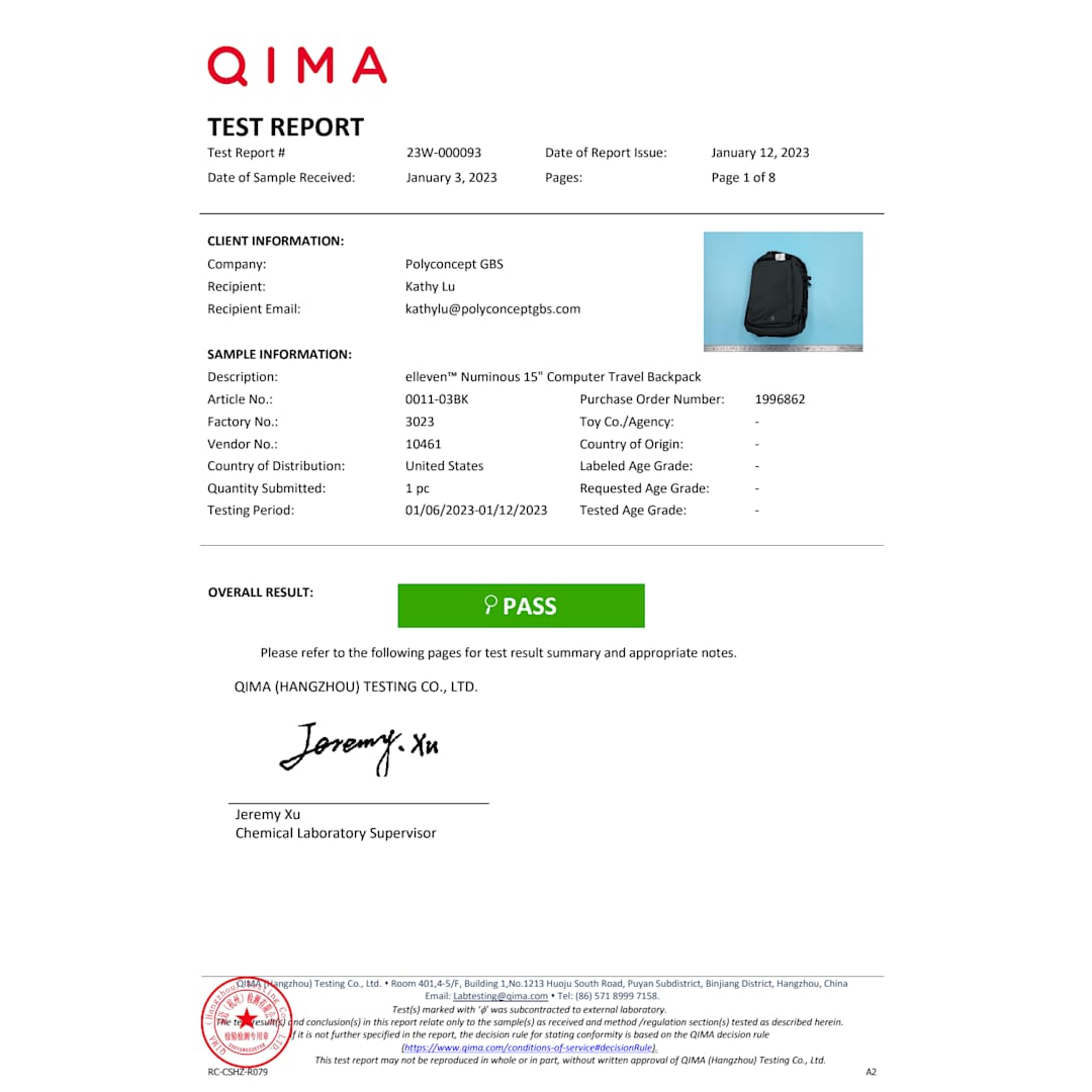 Elleven elleven™ Numinous 15" Computer Travel Backpack - 0011-03 Black