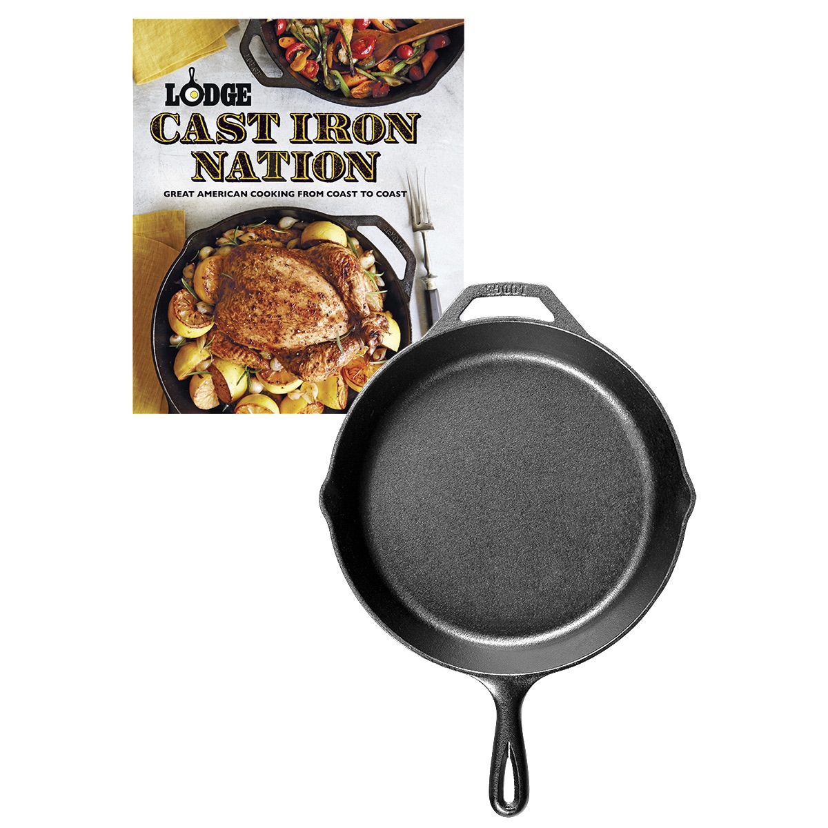Lodge Lodge® 10.25" Cast Iron / Nation Cookbook Gift Set - LCI52 Black