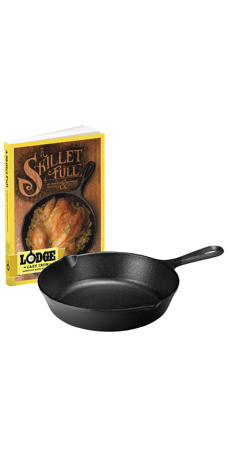 Lodge Lodge® 8" Cast Iron/Skillet Full Cookbook Gift Set - LCI53 Black