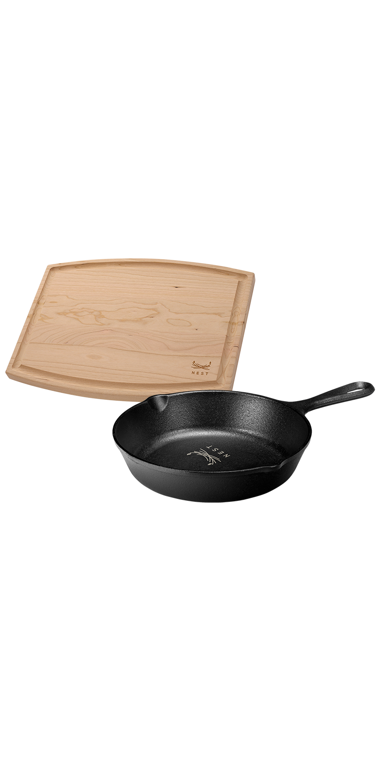 Lodge Lodge® 8" Skillet/12" Arch Cutting Board Gift Set - LCI54 Black
