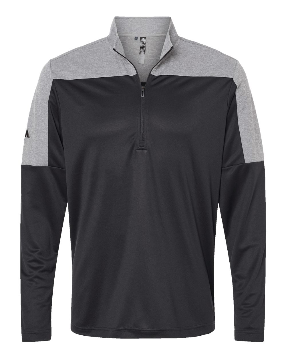 Adidas Men's Ultimate365 Lightweight Colorblocked Quarter-Zip Pullover - A552 Black- Grey Three Melange